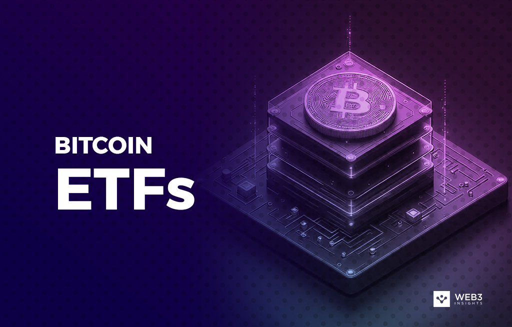 a picture showing stacks of bitcoin one untop the other. Also a text which writes 'Bitcoin ETF"